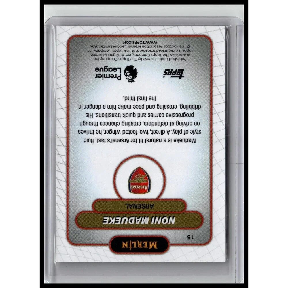 2026 Merlin Premier League Noni Madueke #15 Arsenal FC Gold Mojo Refractor #/50